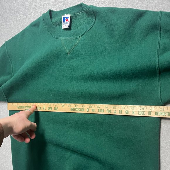Vintage Russell Athletic Sweatshirt Mens Large Green Crewneck Pullover Solid - Picture 2 of 9
